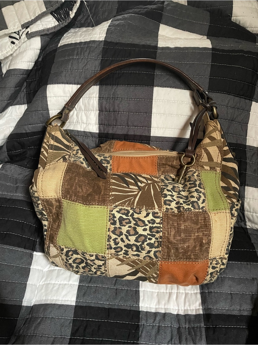 Vintage Y2K Fossil Canvas and Leather Genuine Classic 1954 Handbag